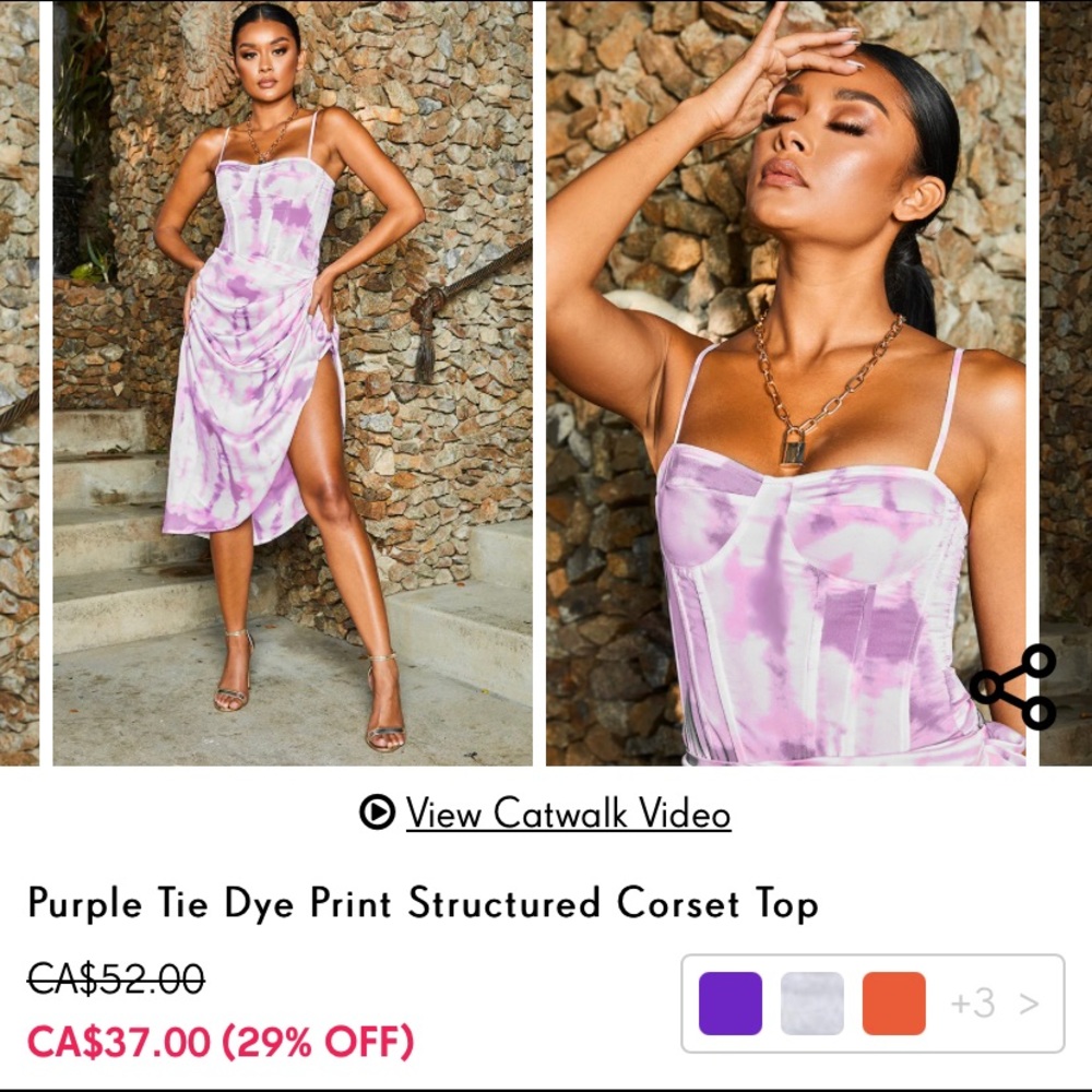 Pretty Little Thing  tie dye corset top